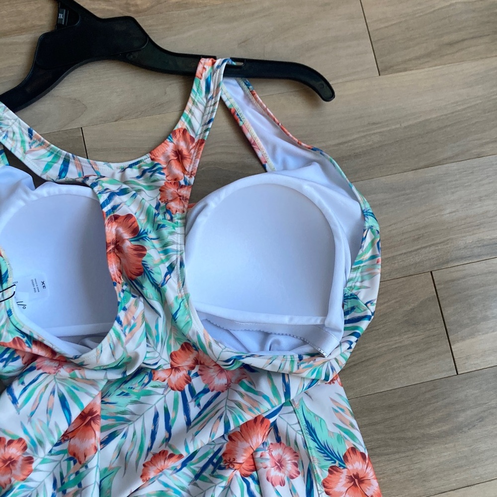 Nicole Miller One piece racerback Swimsuit Bellini blossom floral printed 3X - Picture 11 of 17